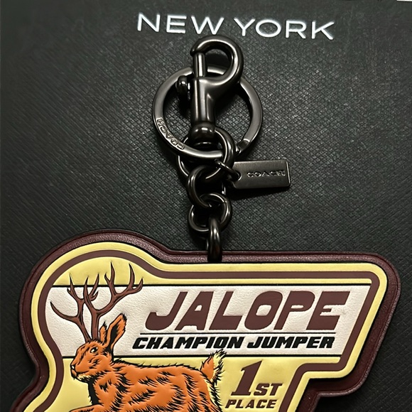 Rare Coach Leather Key Fob Mythical Monster Jackalope Bag Charm Signature Animal - Picture 6 of 9